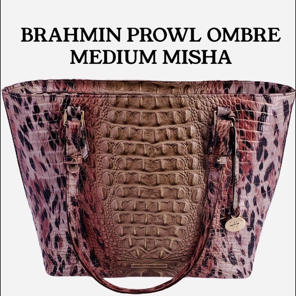BRAHMIN MEDIUM MISHA PROWL CHEETAH PINK GOLD TOTE - Picture 2 of 12